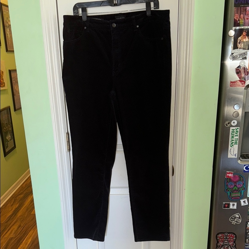 Talbots Dark Navy Blue Stretch Corduroy Straight Leg Pants Curvy Fit Size 12